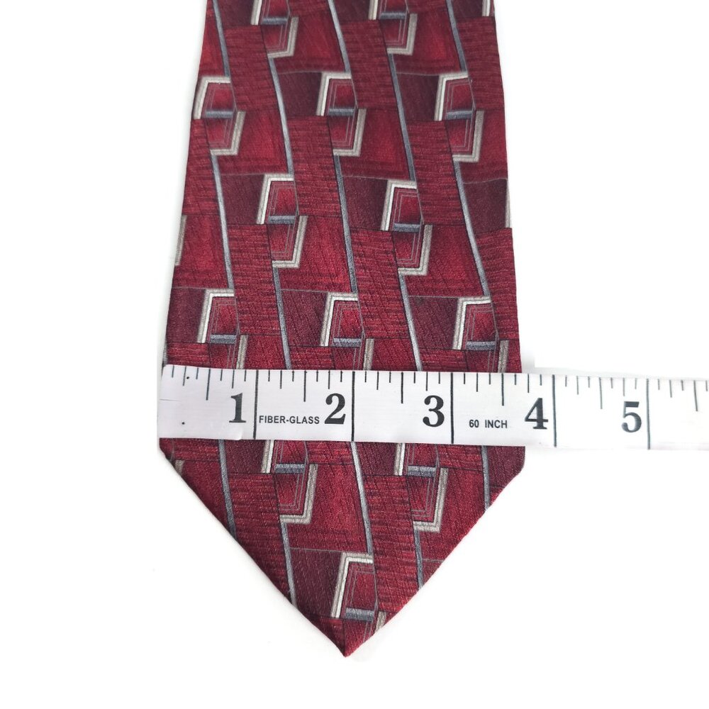 ZYLOS George Machado Men Necktie 100% Silk Geometric Red Multi 59x4 - NWOT - USA - Picture 5 of 6